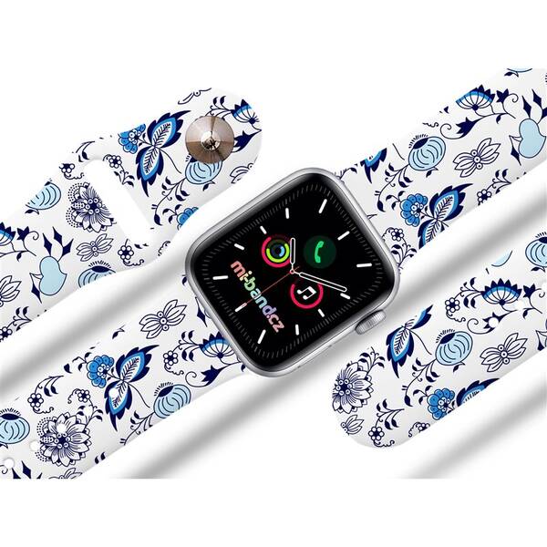 Řemínek Mi-Band na Apple Watch 42/44/45/49 mm - motiv Cibulák, bílý 

