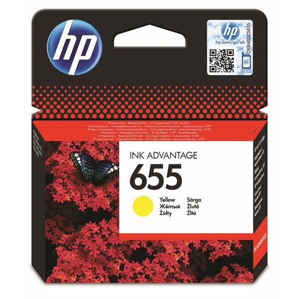 Inkoustová náplň HP 655, 600 stran žlutá

