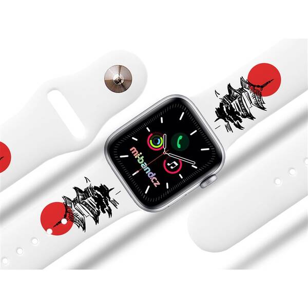 Řemínek Mi-Band na Apple Watch 42/44/45/49 mm - motiv Japonsko, bílý 

