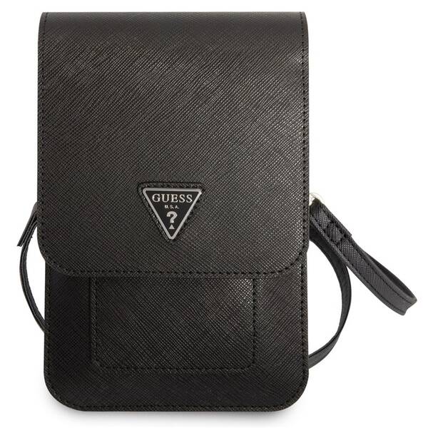 Taštička přes rameno Guess PU Saffiano Triangle Logo černé

