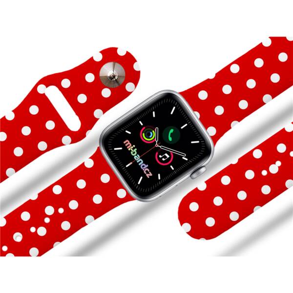 Řemínek Mi-Band na Apple Watch 42/44/45/49 mm - motiv Puntikatý, bílý 

