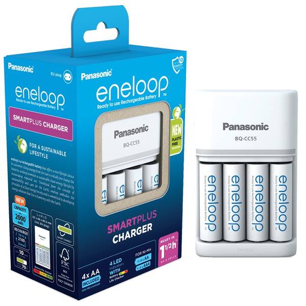 Nabíječka Panasonic Eneloop Smart-Quick Charger pro AA,AAA + 4x Panasonic Eneloop 2000mAh 

