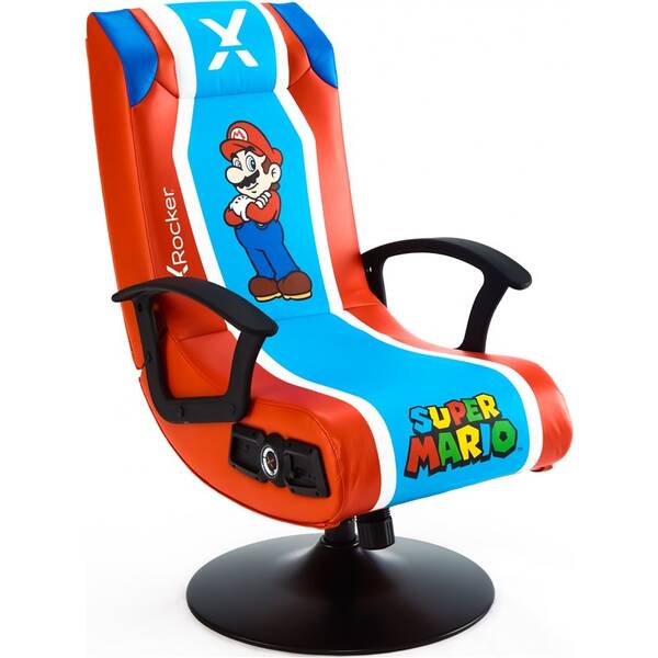 Herní židle Nintendo Mario - audio (se stojánkem) červená/modrá

