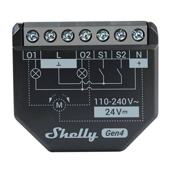 Modul Shelly Gen4 2PM, 2kanálový modul pro řízení žaluzií, WiFi, Zigbee černý

