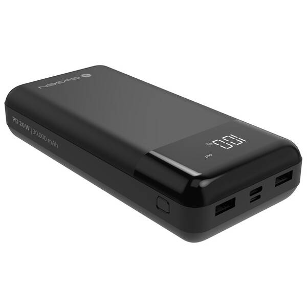 Powerbanka GoGEN 30000mAh, USB-C PD 20W, LCD černá

