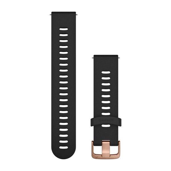 Řemínek Garmin Quick Release 20mm, silikonový černý, růžovozlatá přezka 

