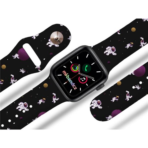 Řemínek Mi-Band na Apple Watch 42/44/45/49 mm - motiv Kosmonaut 2, černý 

