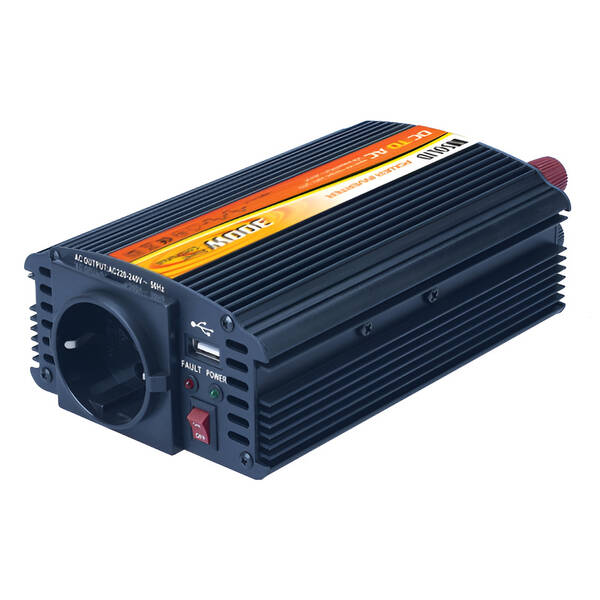 Měnič napětí Solight 12V, 300W, kovový, černý, 12V + USB 500mA 

