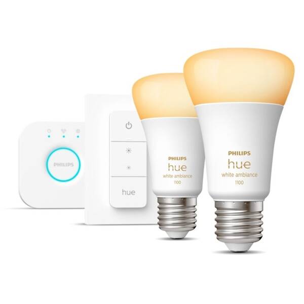 Startovací sada Philips Bluetooth, 8W, E27, White Ambiance (2ks) + bridge + Switch 

