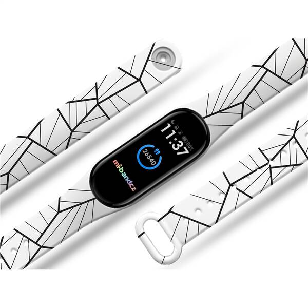 Řemínek Mi-Band na Xiaomi Mi Band 5/6 - motiv Mnohoúhelníky, bílý 


