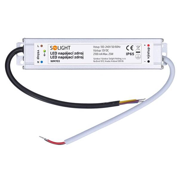 Napájecí zdroj Solight LED, 230V - 12V, 2.1A, 25W, IP65 bílý

