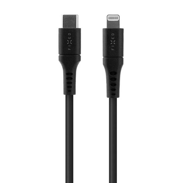 Kabel FIXED Liquid silicone USB-C/Lightning s podporou PD, MFi, 1,2m černý

