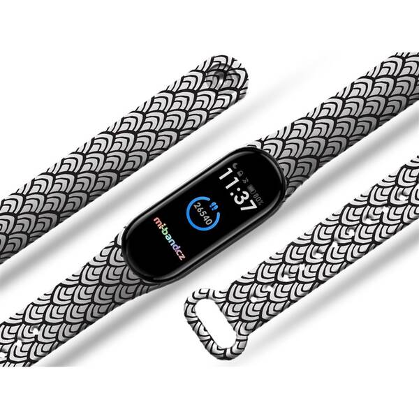 Řemínek Mi-Band na Xiaomi Mi Band 3/4 - motiv Rybí šupiny, bílý 

