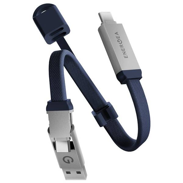 Kabel Energea Sheath Key 2v1 nabíjecí a datový - na klíčenku (60 W) modrý

