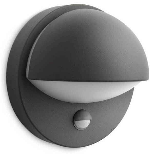 Nástěnné svítidlo Philips June, 1xE27, senzor pohybu - antracitové 

