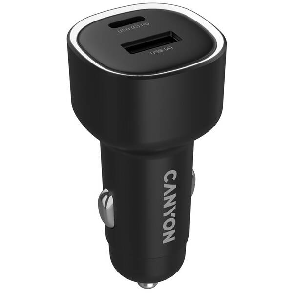 Adaptér do auta Canyon OnDrive 48 PD 48W USB-A+USB-C černý

