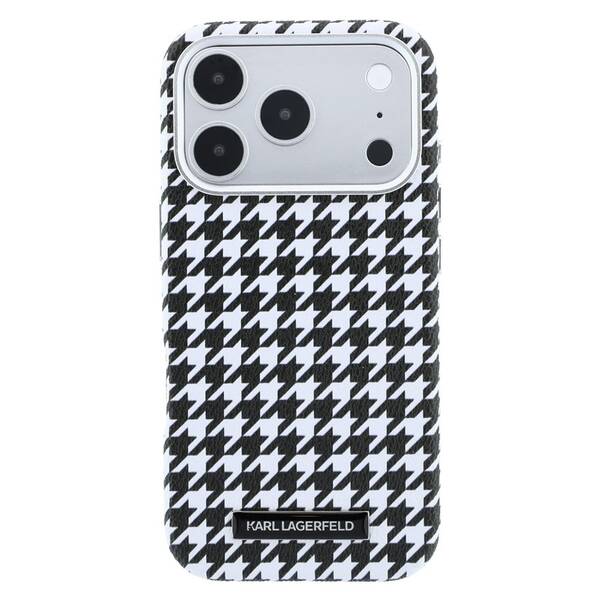 Kryt na mobil Karl Lagerfeld PU Houndstooth Resin Plate MagSafe na Apple iPhone 17 Pro černý

