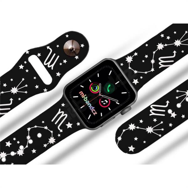 Řemínek Mi-Band na Apple Watch 42/44/45/49 mm - motiv Znamení zvěrokruhu Štír, černý 


