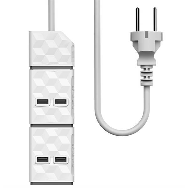 Kabel prodlužovací Powercube Modul E/F 1,5 m + 2x USB Modul bílý

