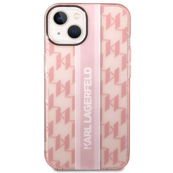 Kryt na mobil Karl Lagerfeld Monogram Vertical Stripe na Apple iPhone 14 Plus růžový

