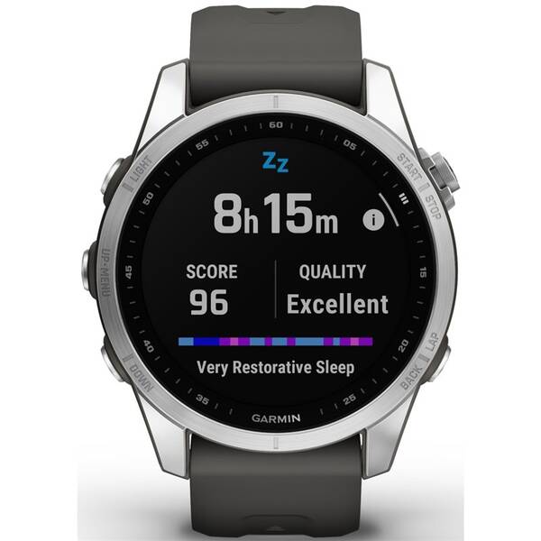 Chytré hodinky Garmin fenix 7S Glass - Silver / Graphite Silicone Band 

