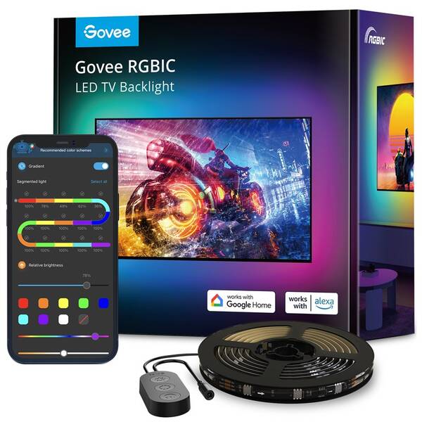 LED pásek Govee TV 55-65", SMART LED, RGBIC, 3,8m černý

