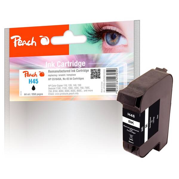 Inkoustová náplň Peach HP 45, 950 stran černá

