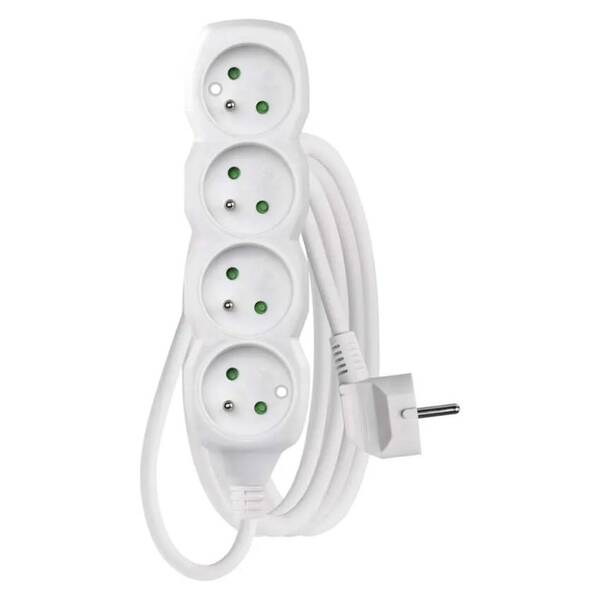 Kabel prodlužovací EMOS 4x zásuvka, 3m bílý

