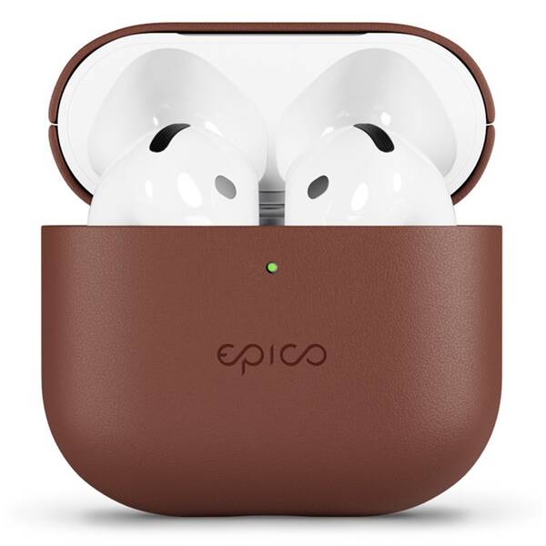 Pouzdro Epico Leather pro Apple AirPods 4 hnědé

