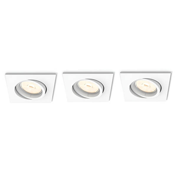Vestavné svítidlo Philips Enneper, čtverec,  GU10, 3 ks bílé

