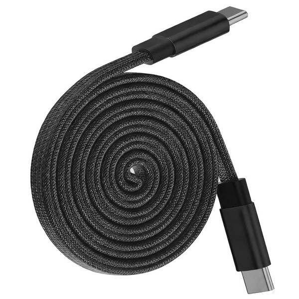 Kabel WG Magnetický samonavíjecí USB-C / USB-C, 1m, nylonový oplétaný černý

