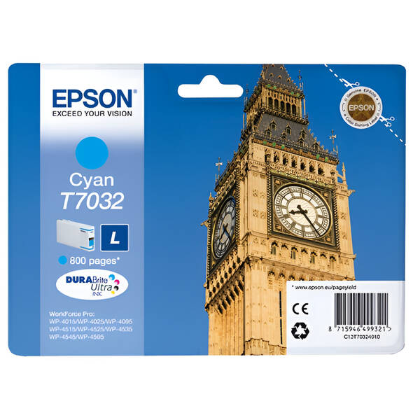 Inkoustová náplň Epson T7032, 800 stran azurová

