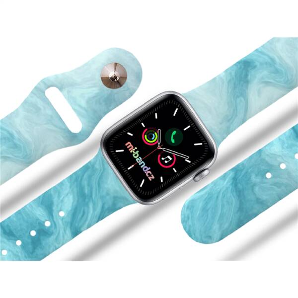 Řemínek Mi-Band na Apple Watch 42/44/45/49 mm - motiv Modrý mramor, bílý 

