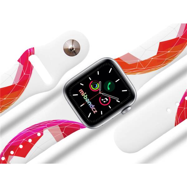 Řemínek Mi-Band na Apple Watch 42/44/45/49 mm - motiv Růžová planetka, bílý 

