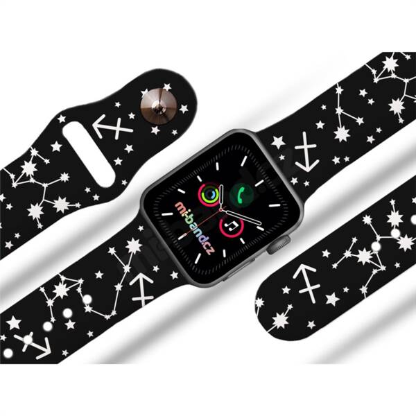 Řemínek Mi-Band na Apple Watch 42/44/45/49 mm - motiv Znamení zvěrokruhu Střelec, černý 

