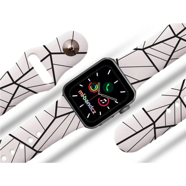 Řemínek Mi-Band na Apple Watch 42/44/45/49 mm - motiv Mnohoúhelníky, bílý 

