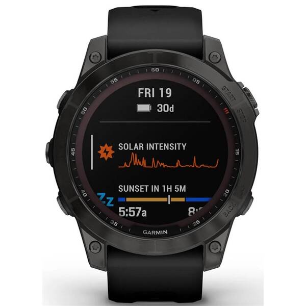 Chytré hodinky Garmin fenix 7 Sapphire Solar - Titan Carbon Gray/Black Silicone Band 

