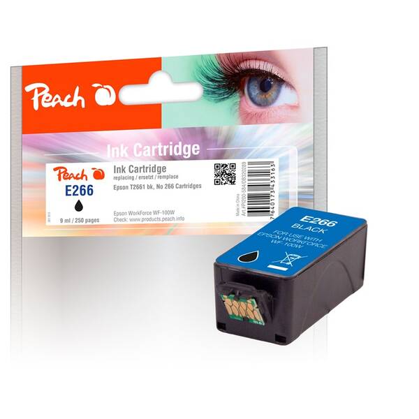 Inkoustová náplň Peach Epson 266, T2661, 250 stran černá

