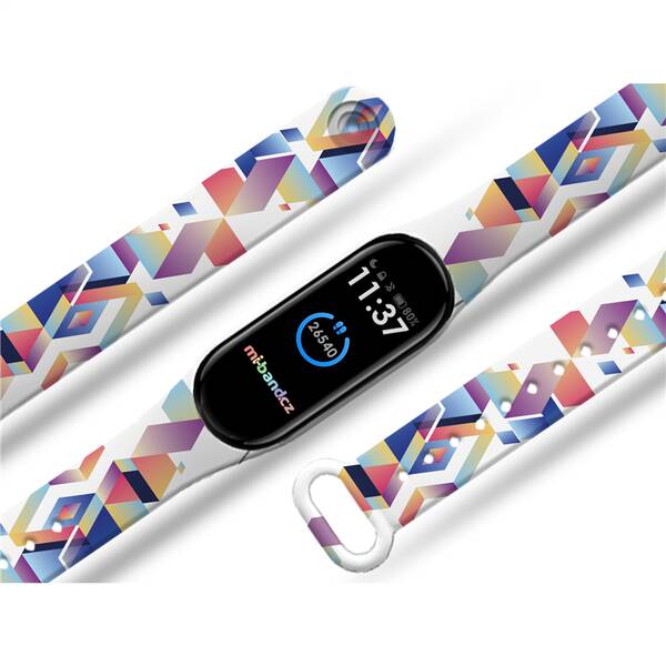 Řemínek Mi-Band na Xiaomi Mi Band 5/6 - motiv Indiánský vzor, bílý 

