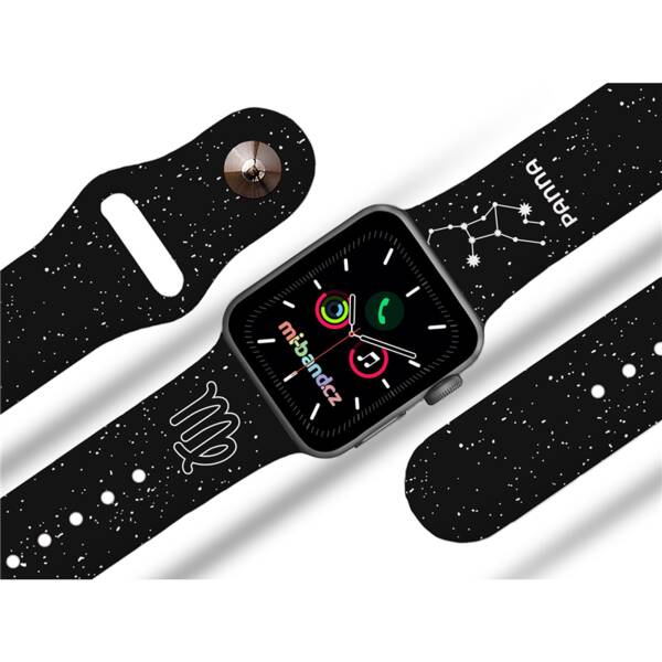 Řemínek Mi-Band na Apple Watch 42/44/45/49 mm - motiv Znamení zvěrokruhu Panna, černý 

