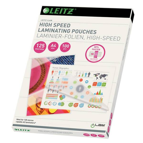Laminovací pouzdro Leitz pro rychlou laminaci A4, 125  mic, 100 ks 

