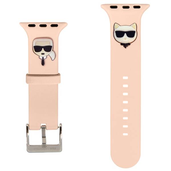 Řemínek Karl Lagerfeld Karl and Choupette na Apple Watch 38/40/41mm růžový

