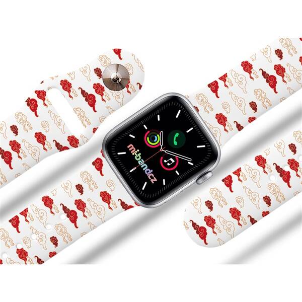Řemínek Mi-Band na Apple Watch 42/44/45/49 mm - motiv Červené mraky, bílý 

