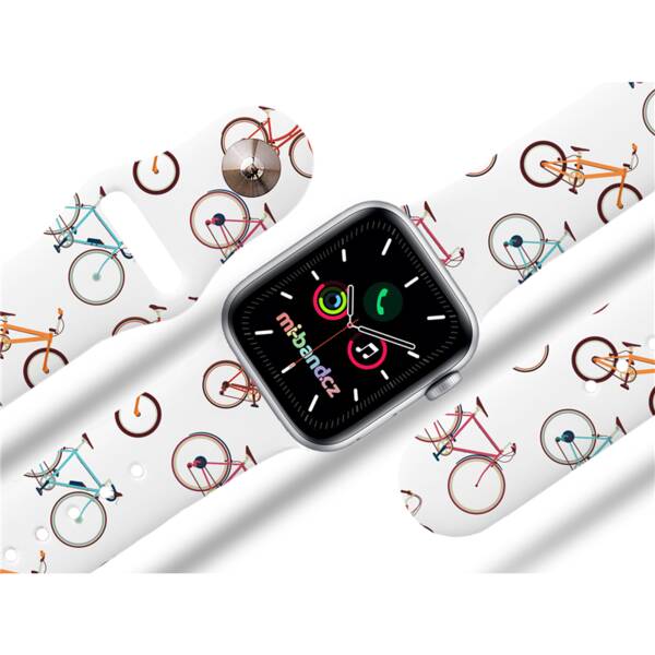 Řemínek Mi-Band na Apple Watch 42/44/45/49 mm - motiv Kolo, bílý 

