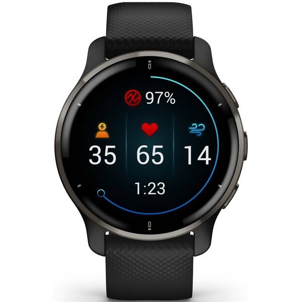 Chytré hodinky Garmin Venu 2 Plus - Slate/Black Silicone Band 

