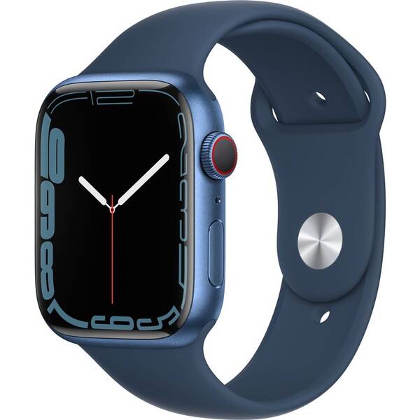 Chytré hodinky Apple GPS + Cellular, 45mm pouzdro z modrého hliníku - hlubokomořsky modrý sportovní řemínek 

