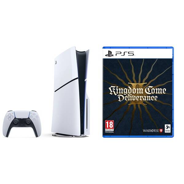 Set výrobků Sony Herní konzole Sony PlayStation 5 (typ modelu - slim) + Hra PlayStation 5 Kingdom Come: Deliverance II bílá

