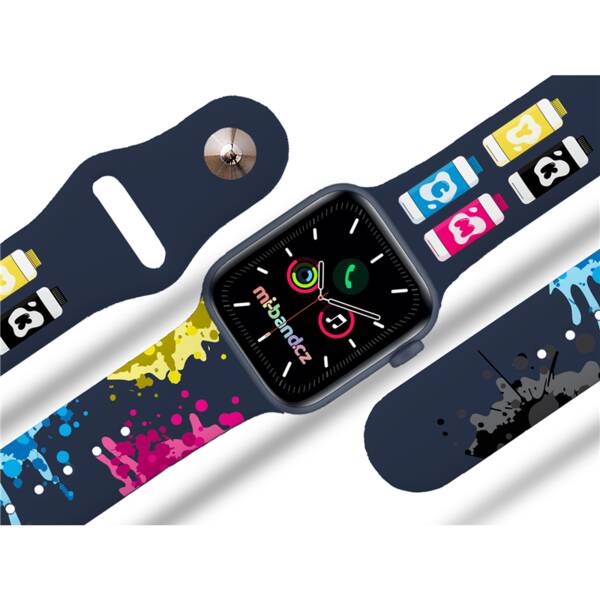 Řemínek Mi-Band na Apple Watch 42/44/45/49 mm - motiv Cákance barev, modrý 

