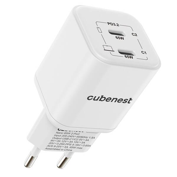 Nabíječka do sítě Cubenest PD Nano Adapter 65W N2D65 bílá

