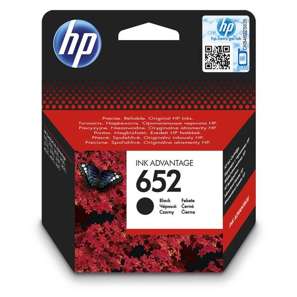 Inkoustová náplň HP 652, 360 stran černá

